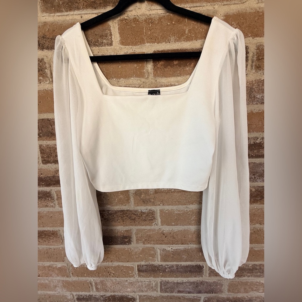 Windsor White Sheer Sleeve Blouse